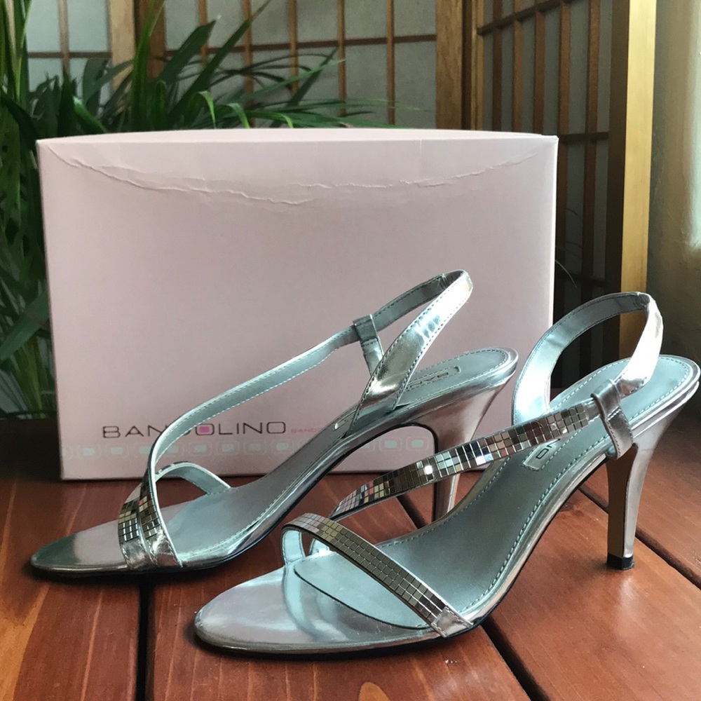 Bandolino Silver Strappy Heels